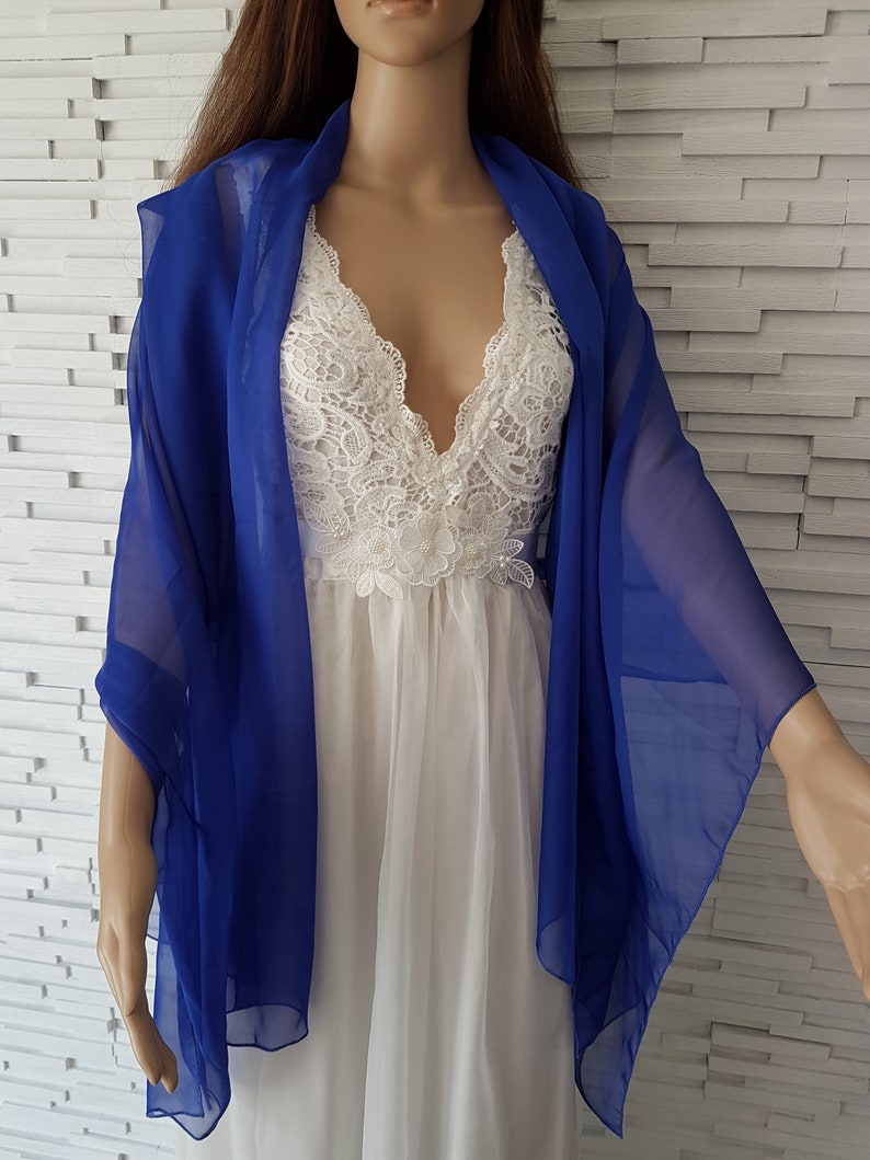 Etole mousseline de soie bleu roi foulard mariage écharpe Etsy