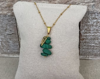 Collier malachite Gold-filled femme, pendentif pépites pierres naturelles, Bijou fait main, cadeau pour amie personnalisable France femme