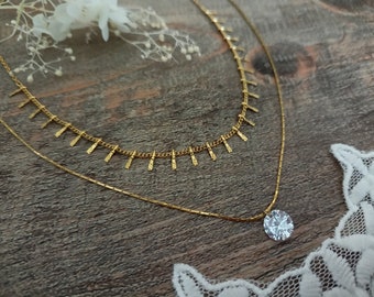 set gold jewelry filled - multi-row necklaces - necklaces gold filled necklaces layered minimalist necklace double rows handmade