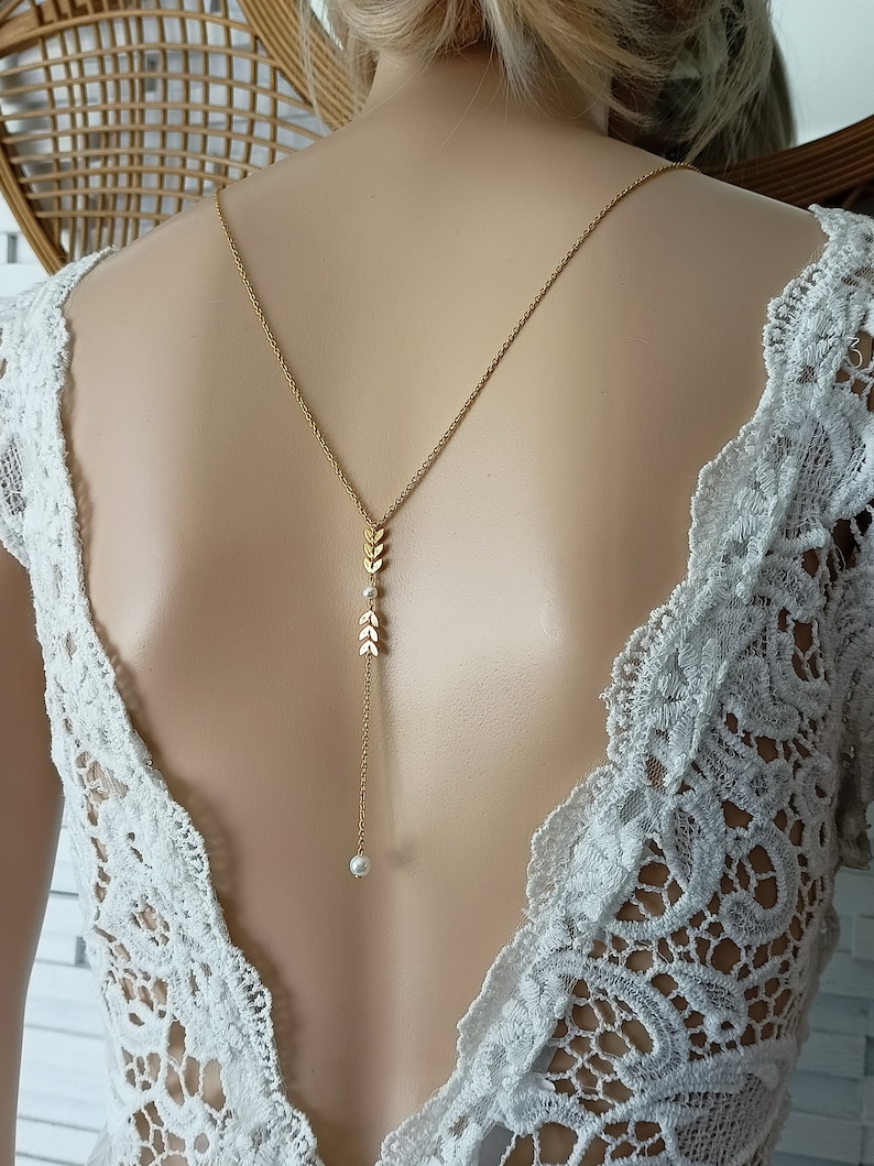 parure bijoux mariage Bohème ensemble de perles blanc goutte mariée boho chaine classique or epi de blé poétique France® 画像 5