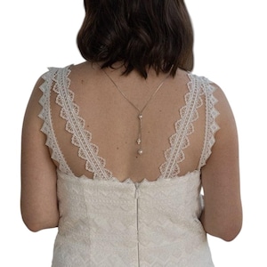 Collana posteriore - Magic - acciaio inossidabile bianco argento - collana posteriore da sposa - collana senza schienale - collana nuziale - collana fine - France®