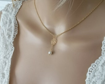 Collier femme collier fleur rose Melyna chaine femme Gold-Filled collier or dame cadeau femme France