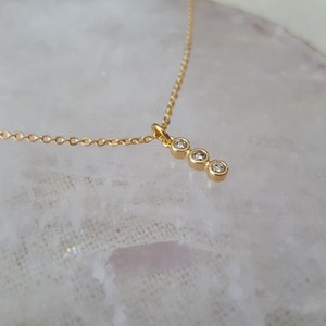 Necklace medal 3 microns necklace medal 3 zirconiums gold plated round chain woman 18 k necklace woman necklace gold lady gift woman France image 6