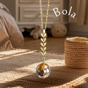 Boho pregnancy bola, future mother, pregnant woman gift, women&#39;s jewelry necklace, musical bola, harmony ball, stainless steel, gold, wheat ears, France