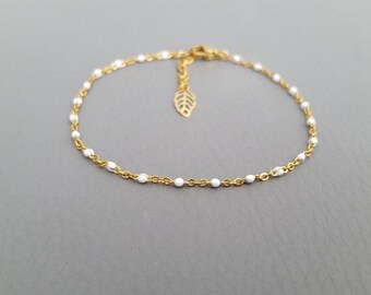 Chaine de cheville 10'' coupe diamant - Or blanc 10K. Color: blanc | Doucet Latendresse