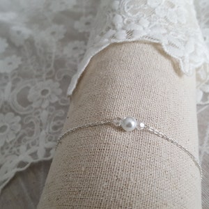 silver stainless steel bracelet - "Nélia" white silver bridal bracelet - fine chain - fine chain wedding bracelet - crystal France