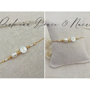 Freshwater pearl bracelet | Personalized mother-of-pearl | Initial letter | stainless steel miyuki bracelet | women's stone bracelet | name bracelet