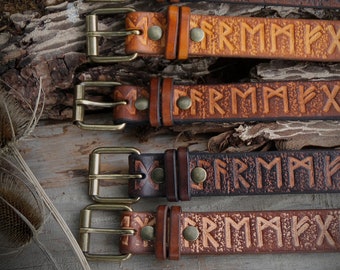 Custom leather belt Nordic runes viking runes