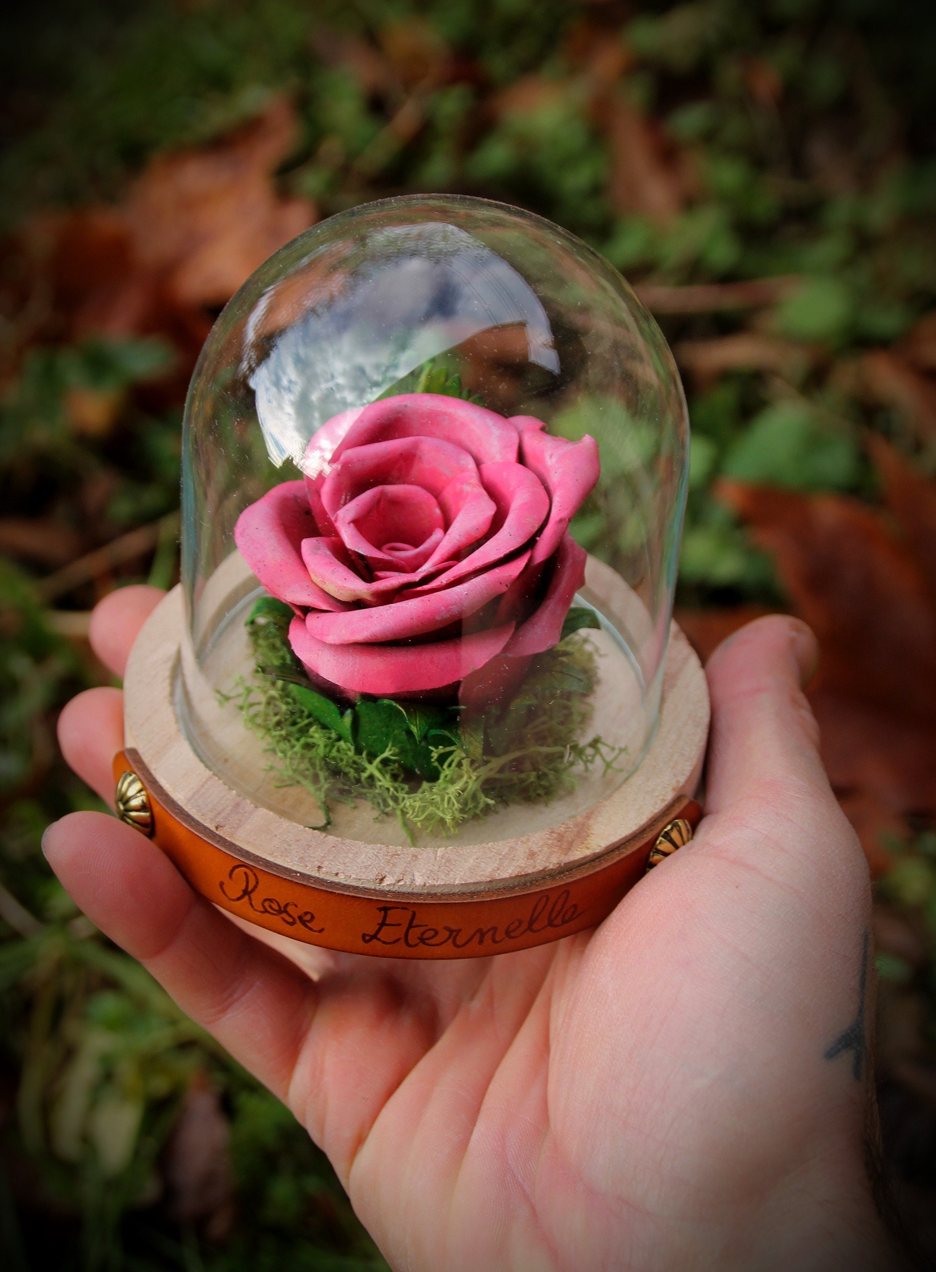 Fleur en Cuir Rose - Rose Eternelle