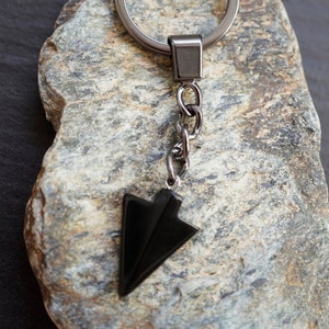 Black Obsidian Gemstone Keychain, Arrowhead, Lightning, Triangle