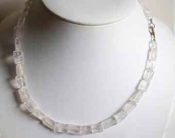 Edelstein Halskette aus Bergkristall Rechtecken in 46 cm Länge