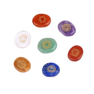 Chakra Stones Set with Gold Engraving 7-piece