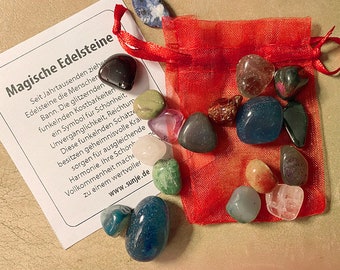 Edelstein Set im Beutel - Bunte Tommelsteinmischung - Natürliche Edelsteine zur Deko, Geschenk für Kinder, Heilsteine