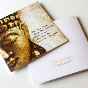 Buddha che dice biglietti di auguri, biglietti di compleanno, carte regalo 8 pezzi, biglietti pieghevoli quadrati, auguri di amicizia in stampa offset di alta qualità