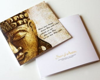Buddha Spruch Grußkarten, Geburtstagskarten, Geschenkkarten 8 Stück, Klappkarten quadratisch, Freundschaft Gruß im hochwertiger Offsetdruck