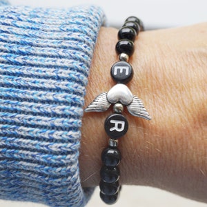 Love Partner Onyx Pearl Bracelet Gemstone Heart Wings Letters Personalizable Bracelets for Couples, Friendship Bracelet