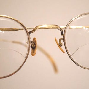 Vintage Gold-Plated Glasses (20 Microns) | Antique Round Eyeglass Frames with Horseshoes | Retro Wire Glasses, Gold Double