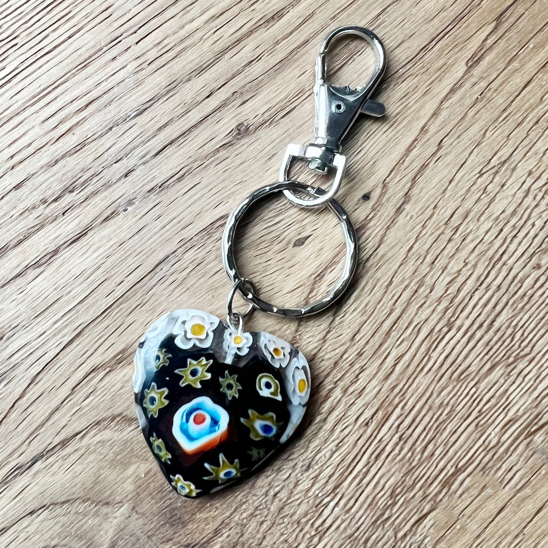 Millefiori Heart Made of Glass Keychain Murano Venice - Etsy