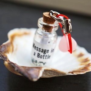 Boodschap in een fles "Message in a Bottle" - wensfles, flesbericht, minifles met etiket en verlanglijstje, Make a Wish