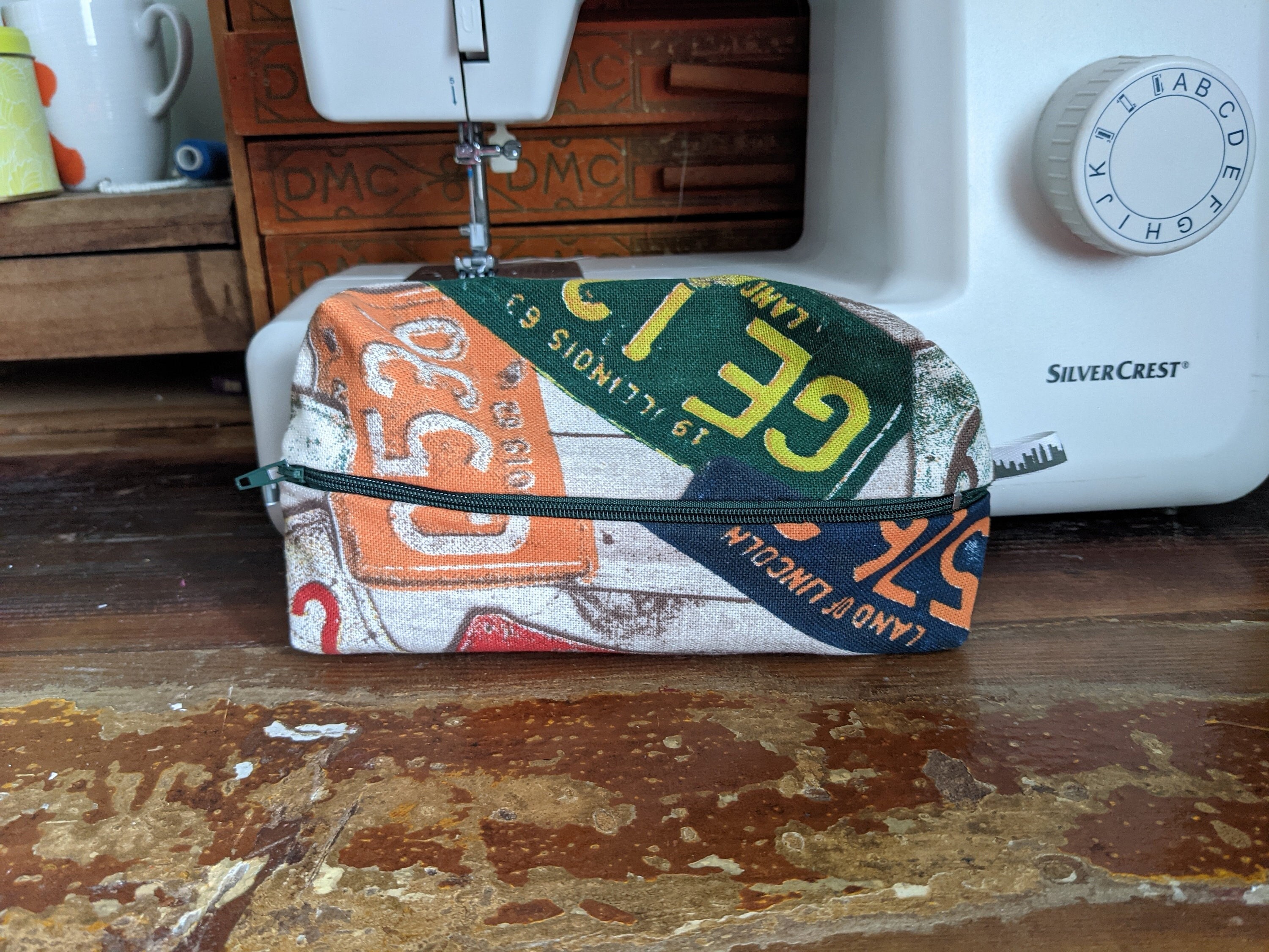 Grande Trousse Scolaire Rectangulaire en Coton Imprimé Moderne Américain