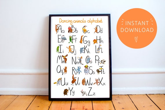 Alphabet print • Alphabet poster • printble alphabet • nursery print • nursery decor • baby shower gift • kid's room art • kid's wall art