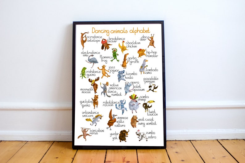 Alphabet print • Alphabet poster • printble alphabet • nursery print • nursery decor • baby shower gift • kid's room art • kid's wall art image 2