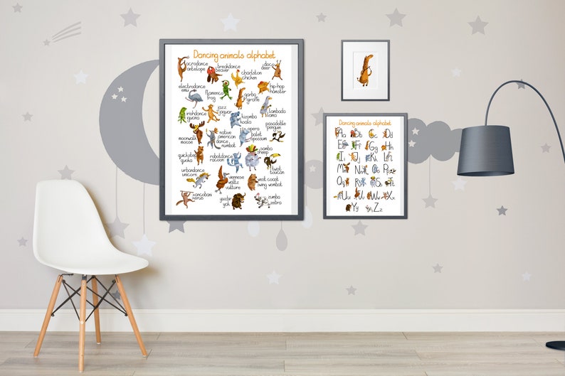 Alphabet print • Alphabet poster • printble alphabet • nursery print • nursery decor • baby shower gift • kid's room art • kid's wall art image 6
