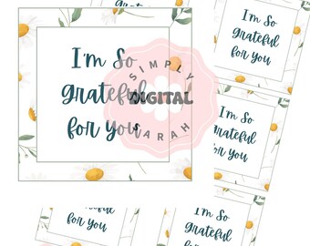 Grateful for You Printable Tag | Appreciation Gift Tag | Thank You Favor Tag | Gratitude Wildflower Tag | Instant Download | Bible Study