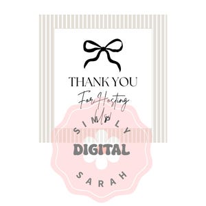 Printable Hostess Gift Tag | Hostess Gift Tag l Thankful Tags | Host Gift Tag | Digital Gift Tag | Hostess Gift | Grateful Gift Tag | Bow image 3
