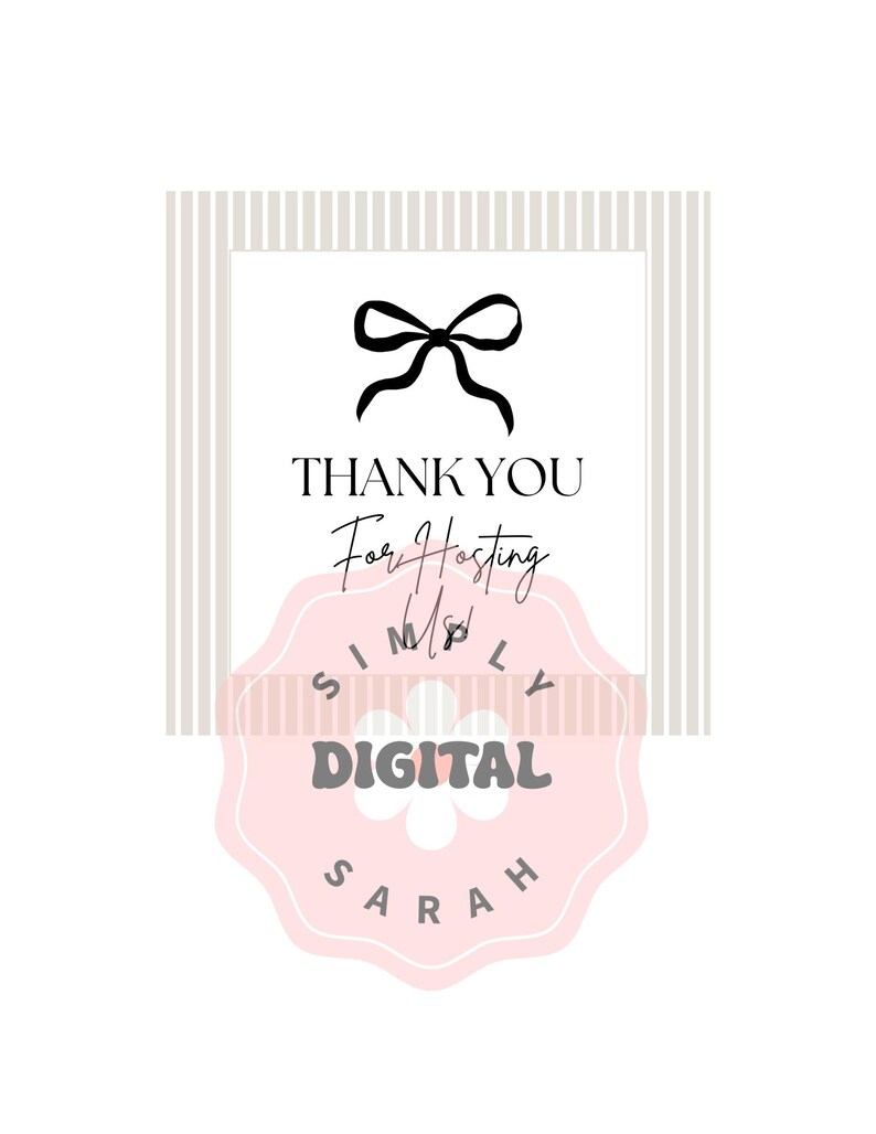 Printable Hostess Gift Tag | Hostess Gift Tag l Thankful Tags | Host Gift Tag | Digital Gift Tag | Hostess Gift | Grateful Gift Tag | Bow image 3