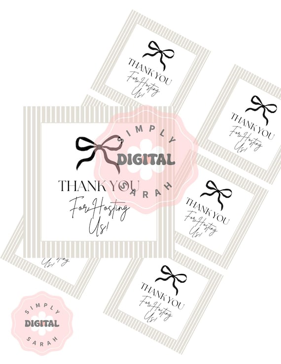 Printable Hostess Gift Tag | Hostess Gift Tag l Thankful Tags | Host Gift Tag | Digital Gift Tag | Hostess Gift | Grateful Gift Tag | Bow