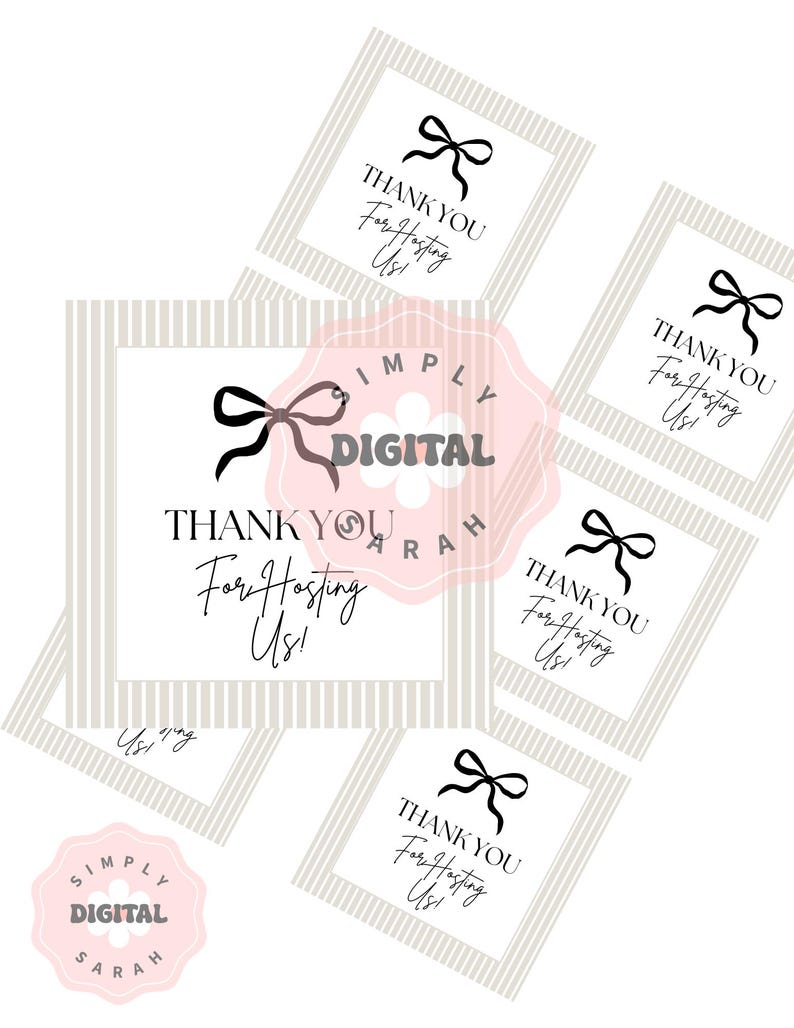 Printable Hostess Gift Tag | Hostess Gift Tag l Thankful Tags | Host Gift Tag | Digital Gift Tag | Hostess Gift | Grateful Gift Tag | Bow image 1