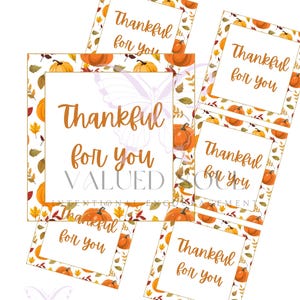 Merci pour vous | Tags reconnaissants citrouille | Étiquette imprimable | Étiquette-cadeau d&#39;automne | Étiquette-cadeau de remerciement | Étiquette cadeau reconnaissant | Téléchargement numérique