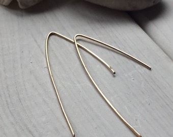 Wishbone Minimalist Threader Gold Filled Earrings