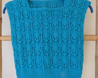 Pull turquoise fantaisie fille.