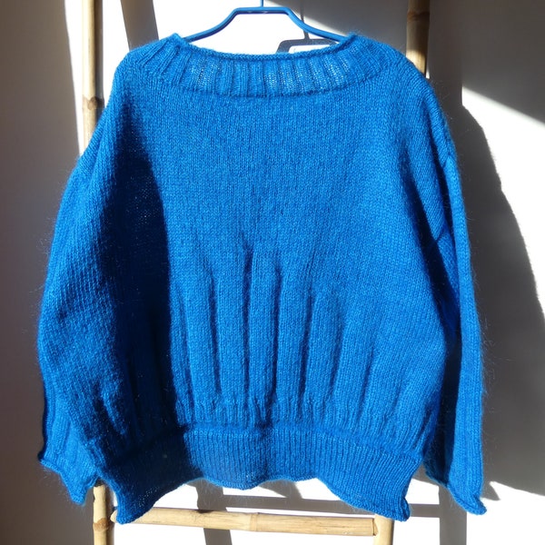 Pull bleu électrique en mohair