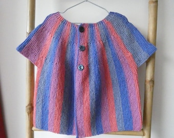Gilet Vintage En Soie Arc-en-Ciel - Carreaux Rose Et Bleu - Taille S - Été Décontracté