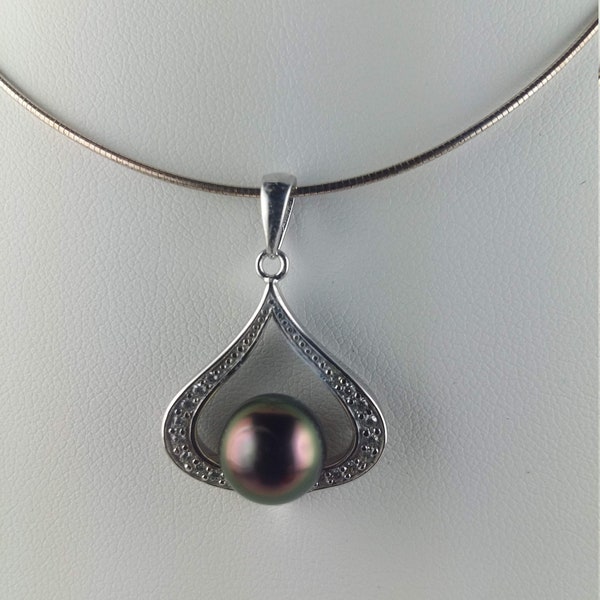 Pendentif Argent Sterling et perle de Tahiti.