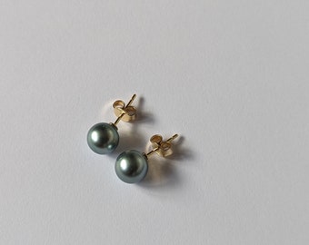 Boucles d'oreilles or jaune 18 carats et Perles de Tahiti