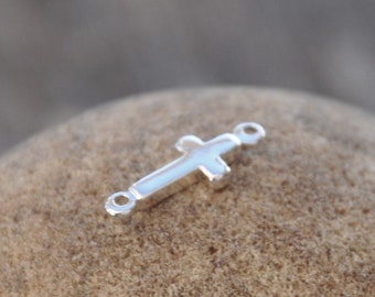 Minimalist cross connector 925 silver 14 x 5 mm