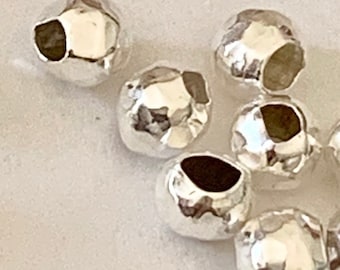 Hammered Beads 3 mm hole 1.5 mm solid silver 925/1000