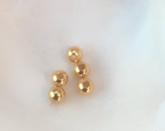 Juego de perlas redondas lisas de 22 quilates, 4 mm, chapadas en oro de 3 micras, 100 % francesas.