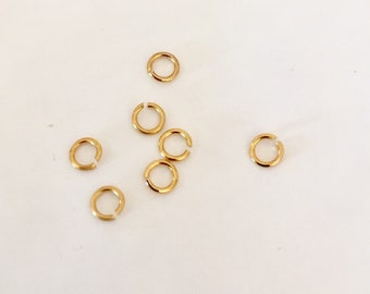 Lot Anneaux brisés ronds 3,5mm mini anneaux ouverts plaqué or 24 carats, anneaux de jonction, anneau ouverts