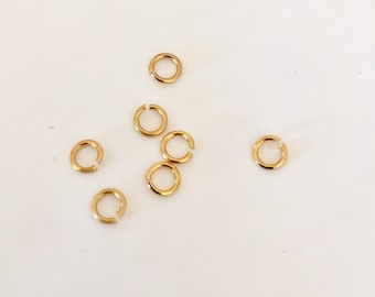 Lote de anillos partidos redondos de 3,5 mm, mini anillos abiertos, chapados en oro de 24 k, anillos de salto, anillos abiertos