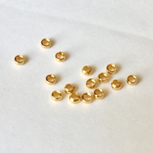 Perles à écraser 2mm / 3mm plaqué or 3 microns fabrication bijoux,perle à écraser doré,tube à écraser, perle à sertir, fourniture bijou or, image 1