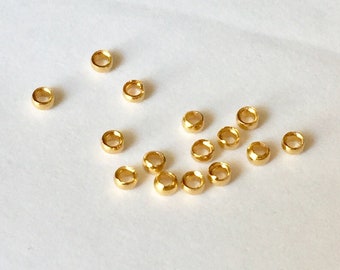 Crimp beads 2mm / 3mm gold plated 3 microns jewelry making, gold crush bead, crush tube, crimp bead, gold jewelry supply,