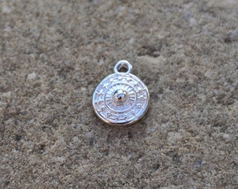 Pampille, pendentif ethnique minimaliste / cercle soleil inca / 9 mm / plaqué argent 925 / BOHO mode