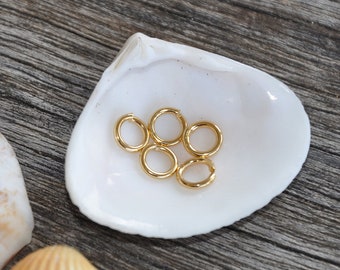 5 x 6mm thick jump rings, broken or soldered, 6mm x 1mm, 3-micron gold plated, jump rings, split ring, open rings