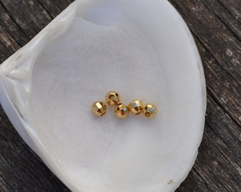 22K Lot de Perles Facettes, 4 mm plaqué or 3 microns, 100% français