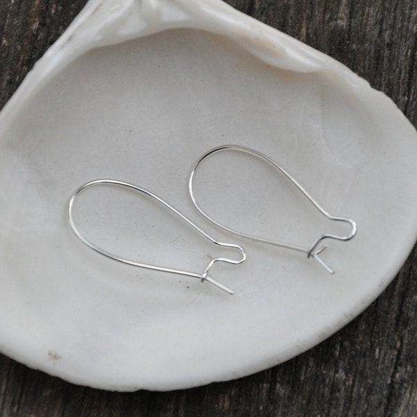 2 Long Ear Hooks 25 x 12 mm in 925 Silver Plated